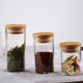 Mini bocal en verre de rangement pour cuisine avec couvercles